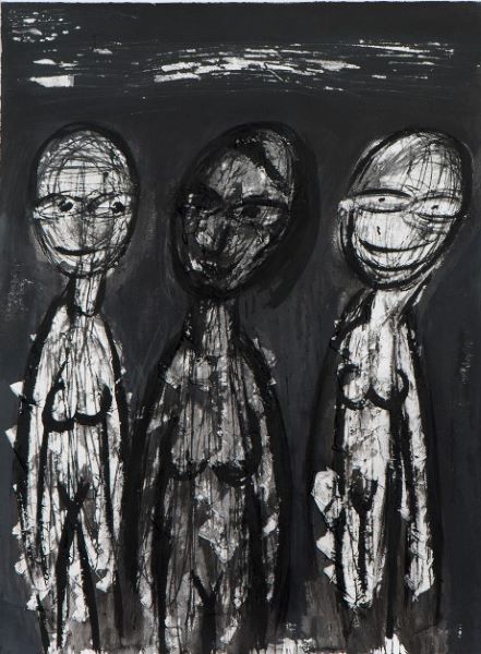 One and Three, 2004, Acrylic Ink...paper, 108x79cm
